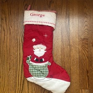 Pottery Barn kids Santa stocking monogram “George” quilted